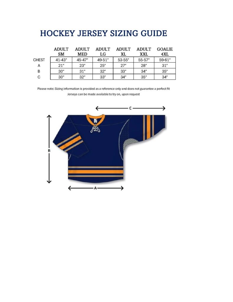 Uniform Sizing Guide – Northport Huntington Ice Hockey Club